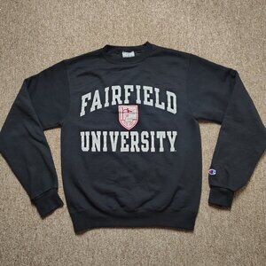 FAIRFIELD UNIVERSITY Sweatshirt Men S Black Spellout Crest Graphic Crew Neck